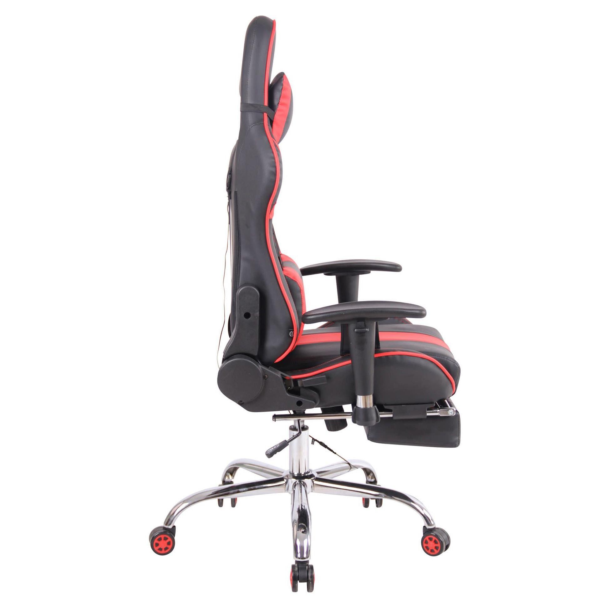 Silla Gaming LAUDA, Respaldo Reclinable, Reposapiés, Función de Calor y Masajes, en Piel Negro