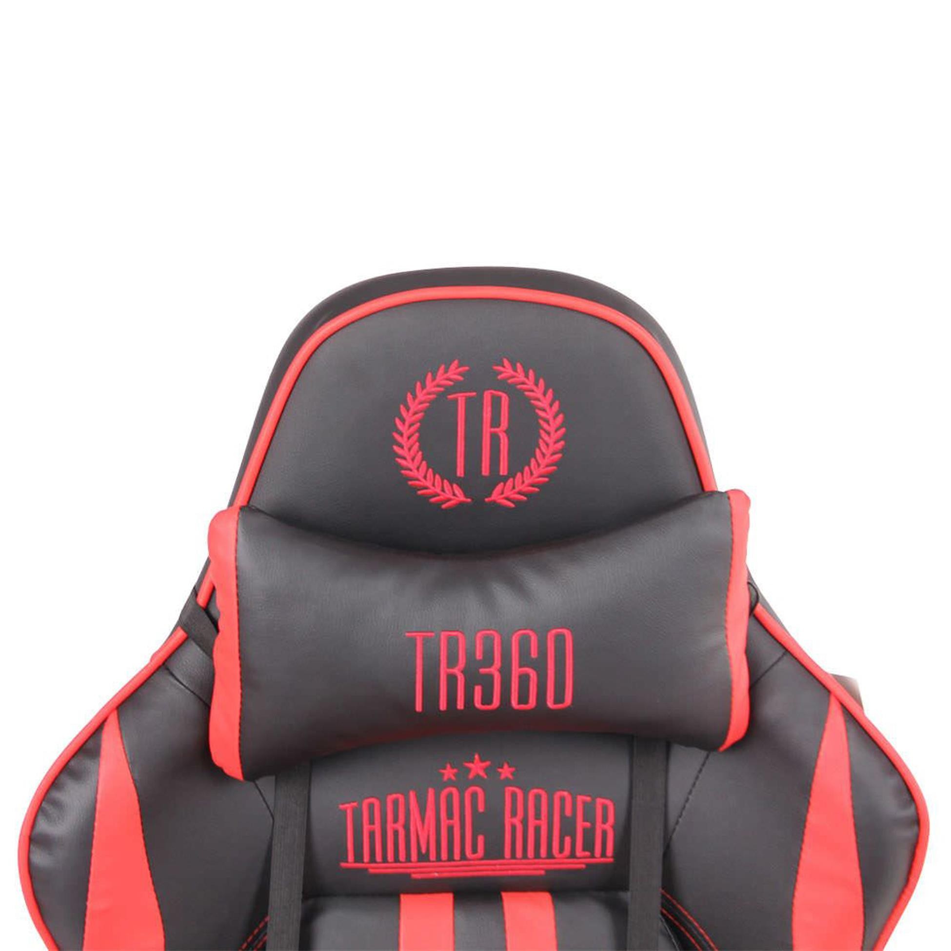 Silla Gaming LAUDA, Respaldo Reclinable, Reposapiés, Función de Calor y Masajes, en Piel Negro
