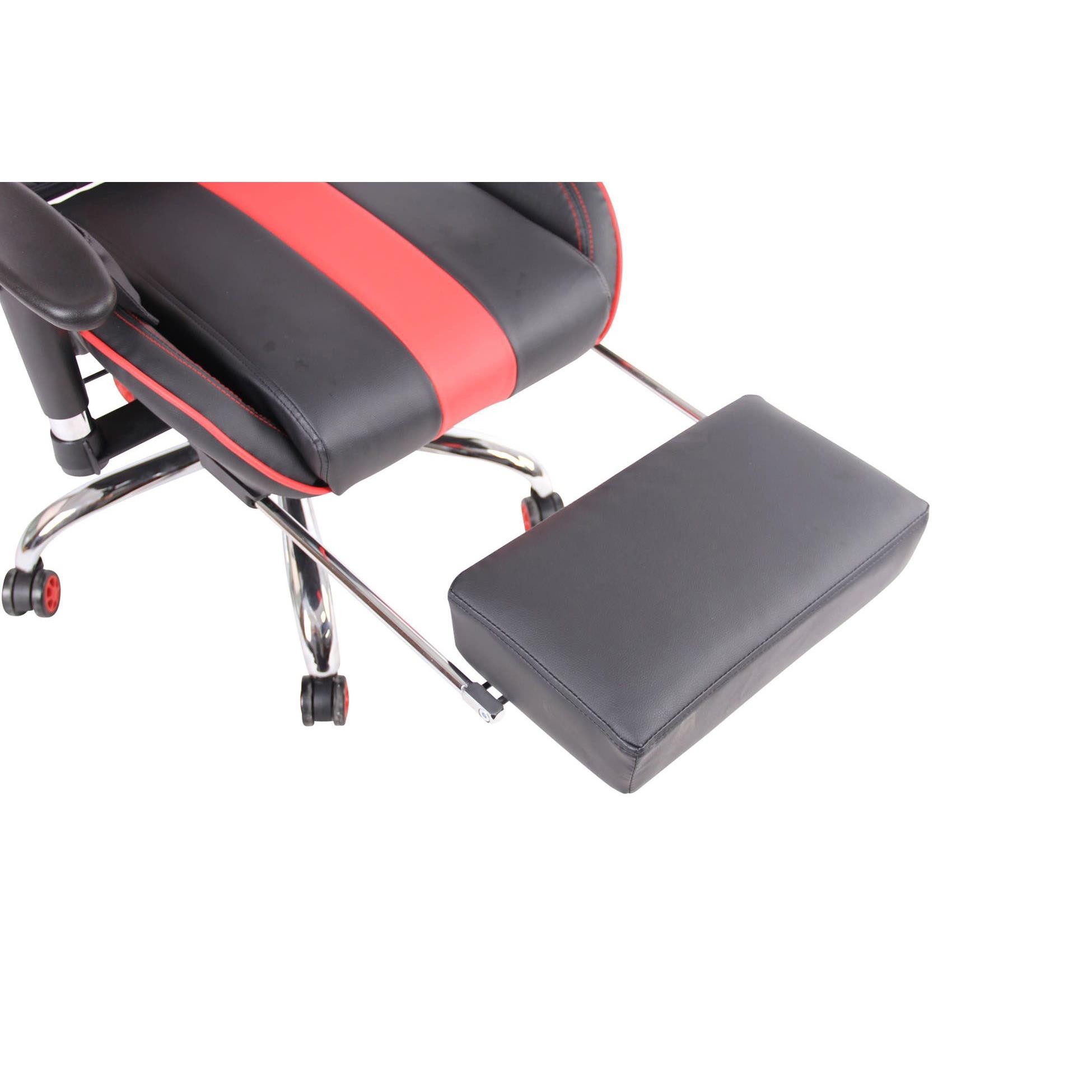 Silla Gaming LAUDA, Respaldo Reclinable, Reposapiés, Función de Calor y Masajes, en Piel Negro