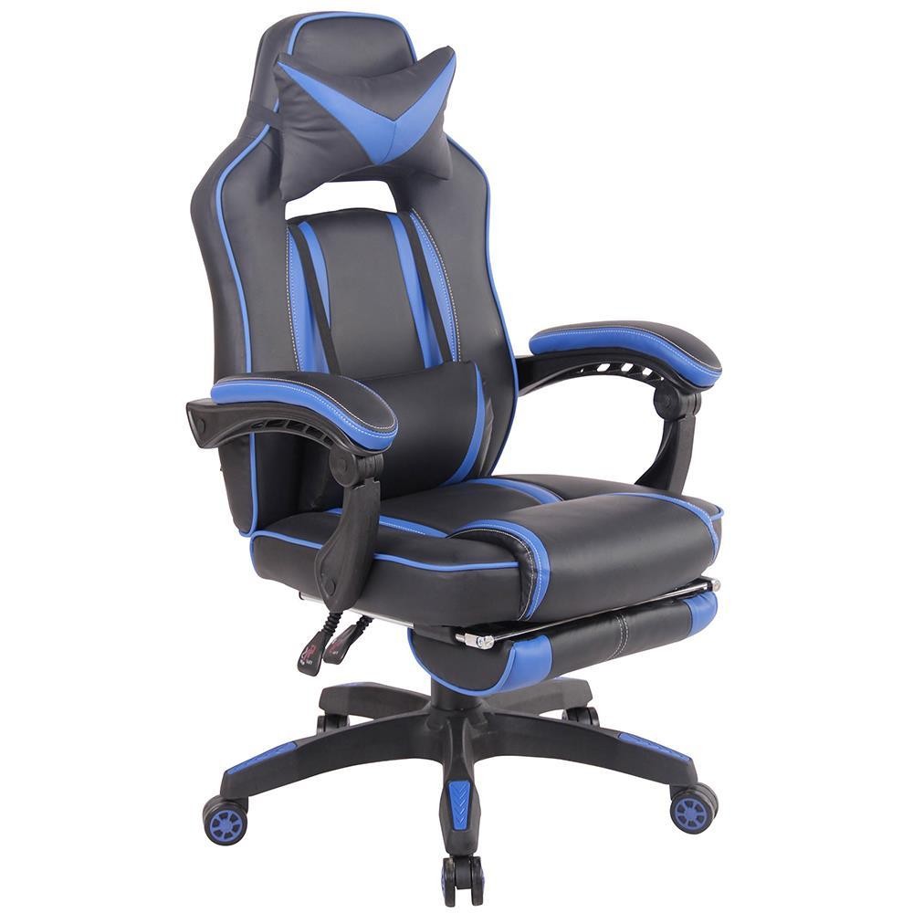 Silla Gaming MARQUEZ, Exclusivo Diseño, Cojines Lumbar y Cervical, En Piel Negro