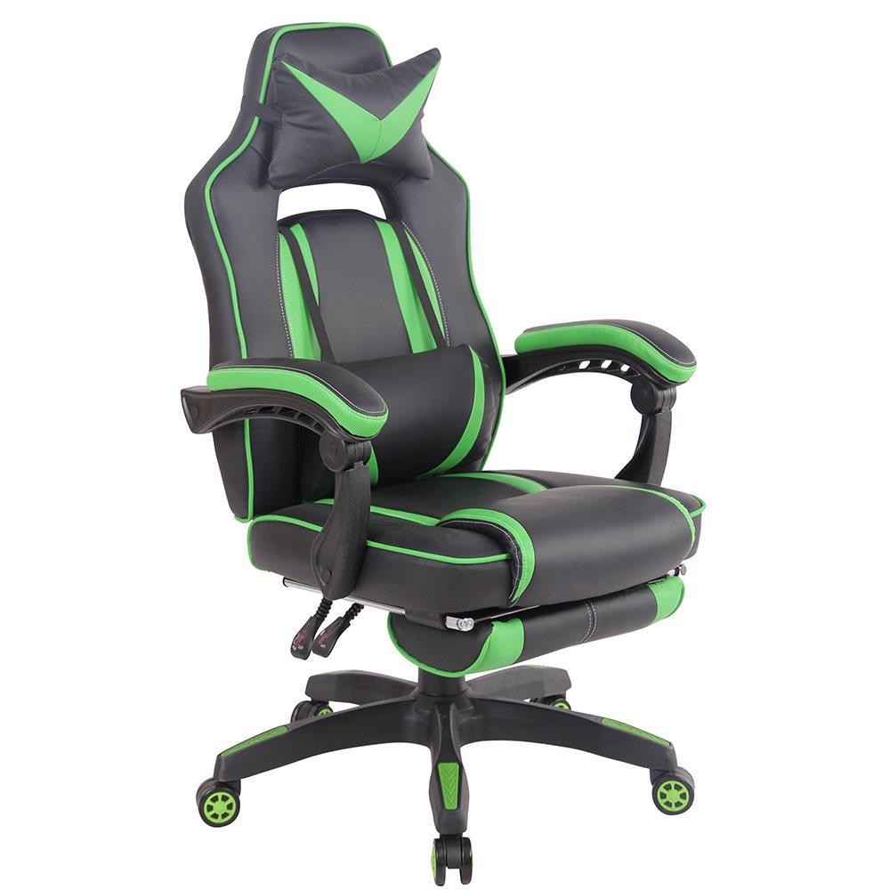 Silla Gaming MARQUEZ, Exclusivo Diseño, Cojines Lumbar y Cervical, En Piel Negro