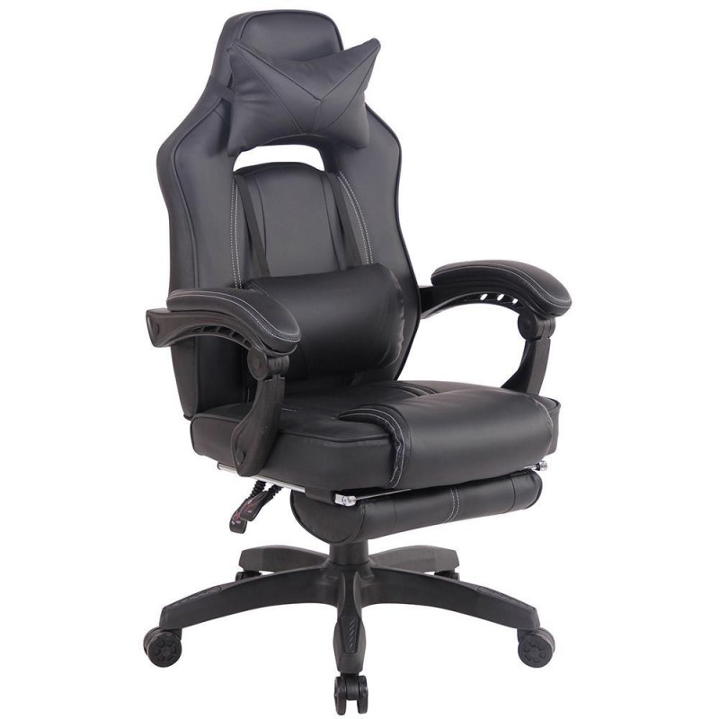 Silla Gaming MARQUEZ, En piel, Color Negro