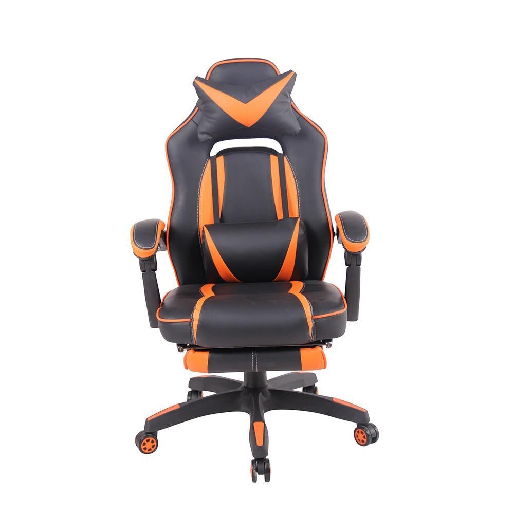 Silla Gaming MARQUEZ, Exclusivo Diseño, Cojines Lumbar y Cervical, En Piel Negro