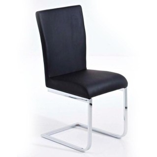 Silla de Confidente AISA, en metal cromado, en Piel color Negro