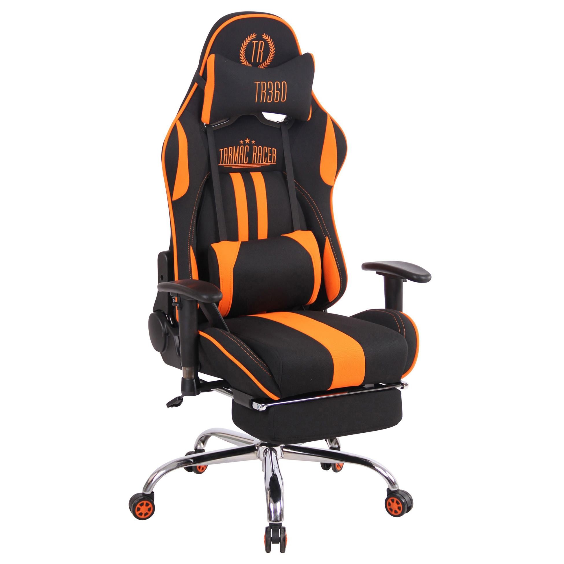 Silla Gaming LAUDA TELA, Respaldo Reclinable, Reposapiés, Función de Calor y Masajes, en Negro