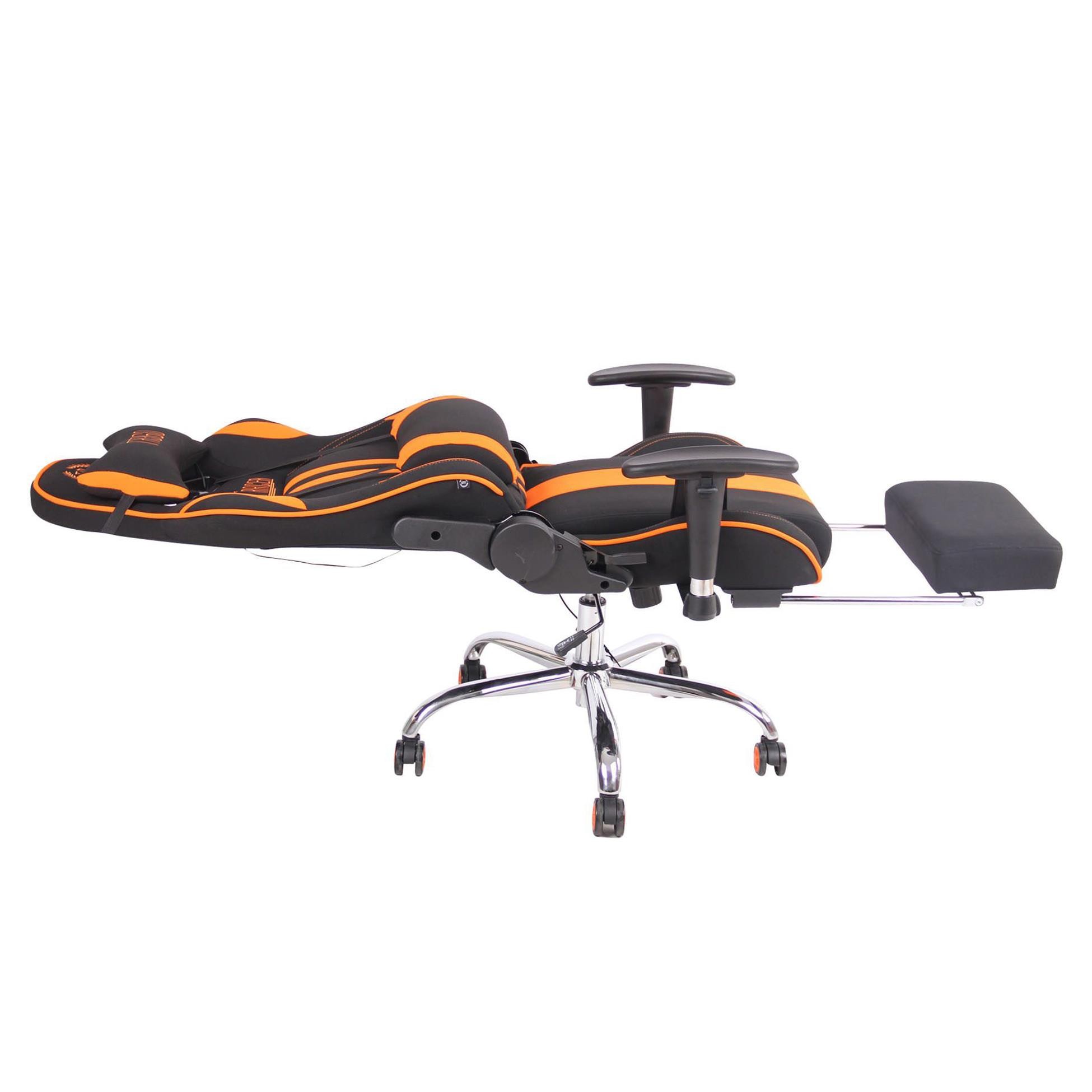 Silla Gaming LAUDA TELA, Respaldo Reclinable, Reposapiés, Función de Calor y Masajes, en Negro
