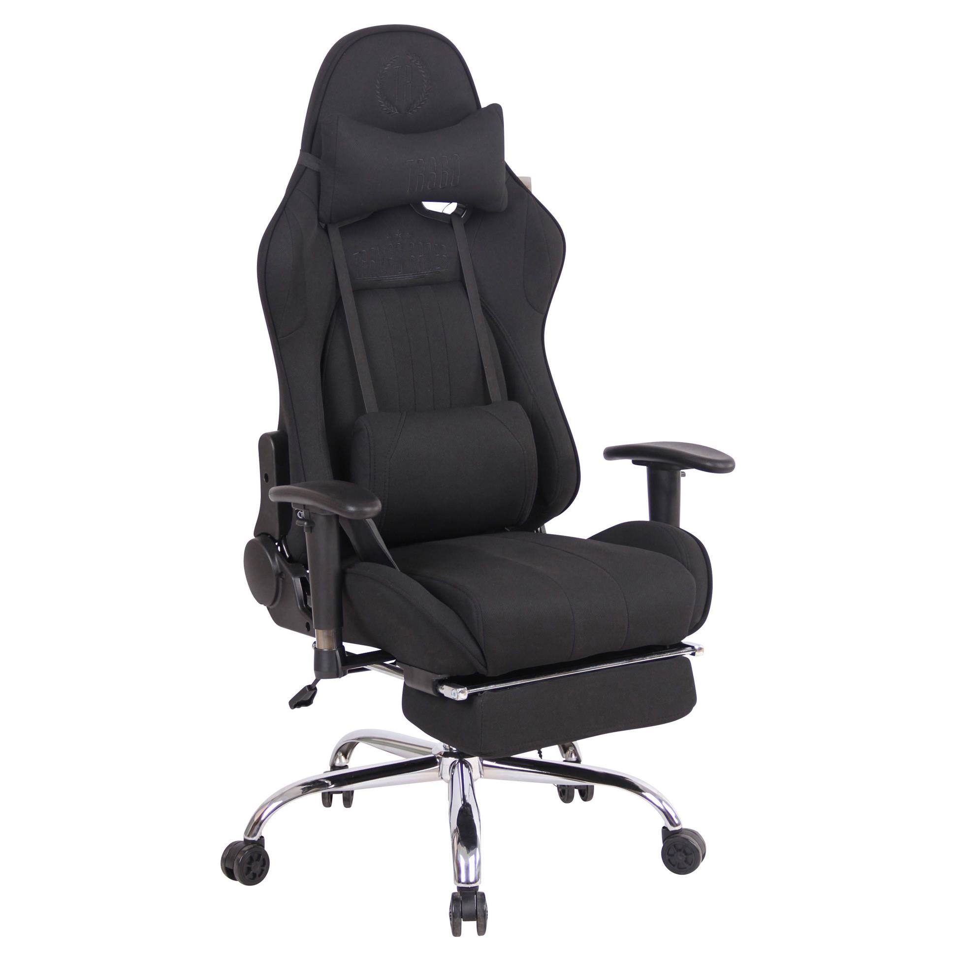 Silla Gaming LAUDA TELA, Respaldo Reclinable, Reposapiés, Función de Calor y Masajes, en Negro