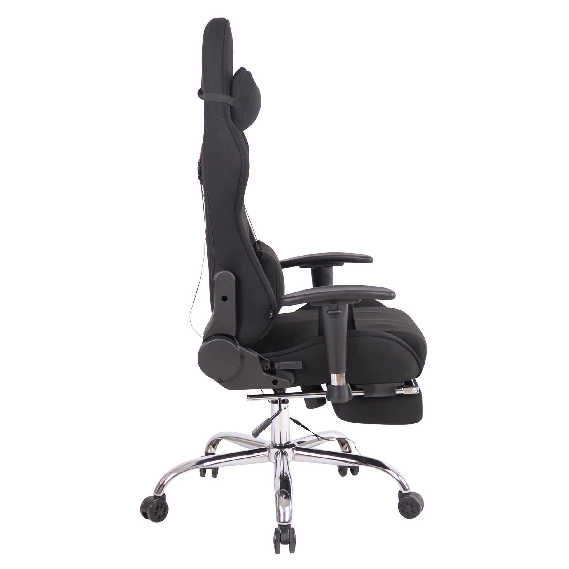 Silla Gaming LAUDA TELA, Respaldo Reclinable, Reposapiés, Función de Calor y Masajes, en Negro