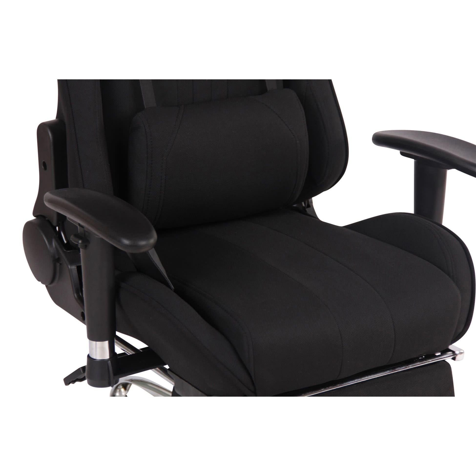 Silla Gaming LAUDA TELA, Respaldo Reclinable, Reposapiés, Función de Calor y Masajes, en Negro