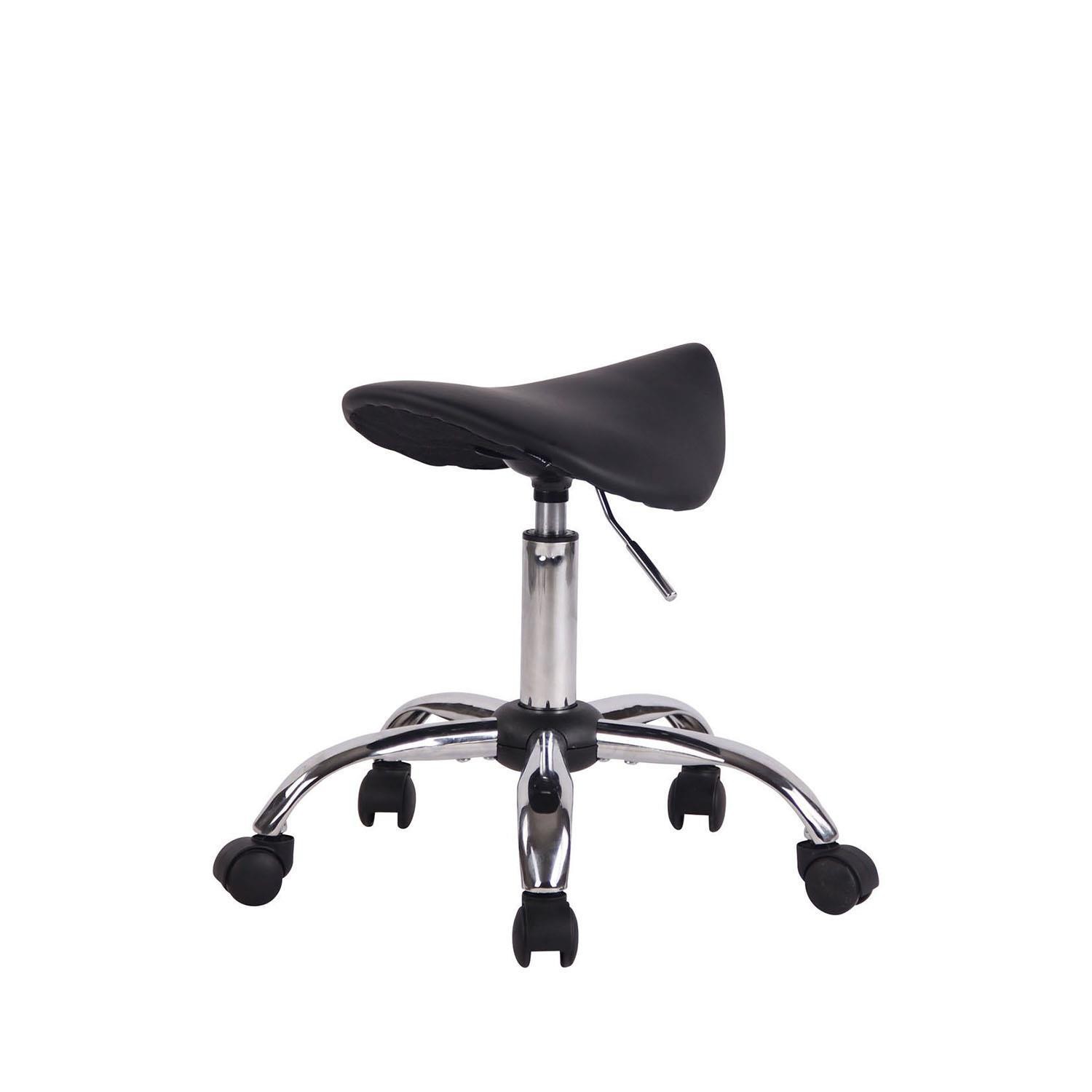 Taburete de Trabajo PONTY, Diseño Práctico y Funcional, Piel Negra