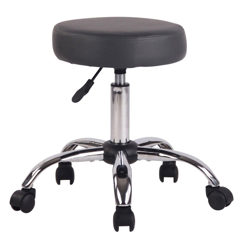 Taburete con Ruedas POLY en Piel Negra