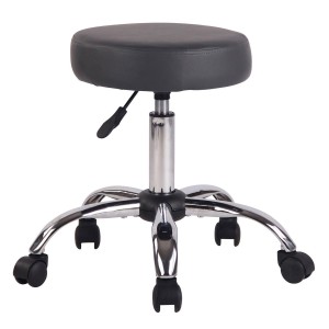 Taburete con Ruedas POLY en Piel Negra