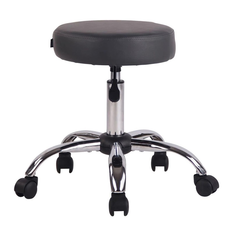 Taburete con Ruedas POLY en Piel Negra