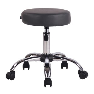 Taburete con Ruedas POLY en Piel Negra