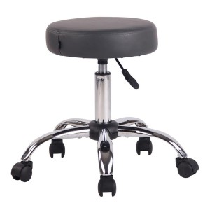Taburete con Ruedas POLY en Piel Negra