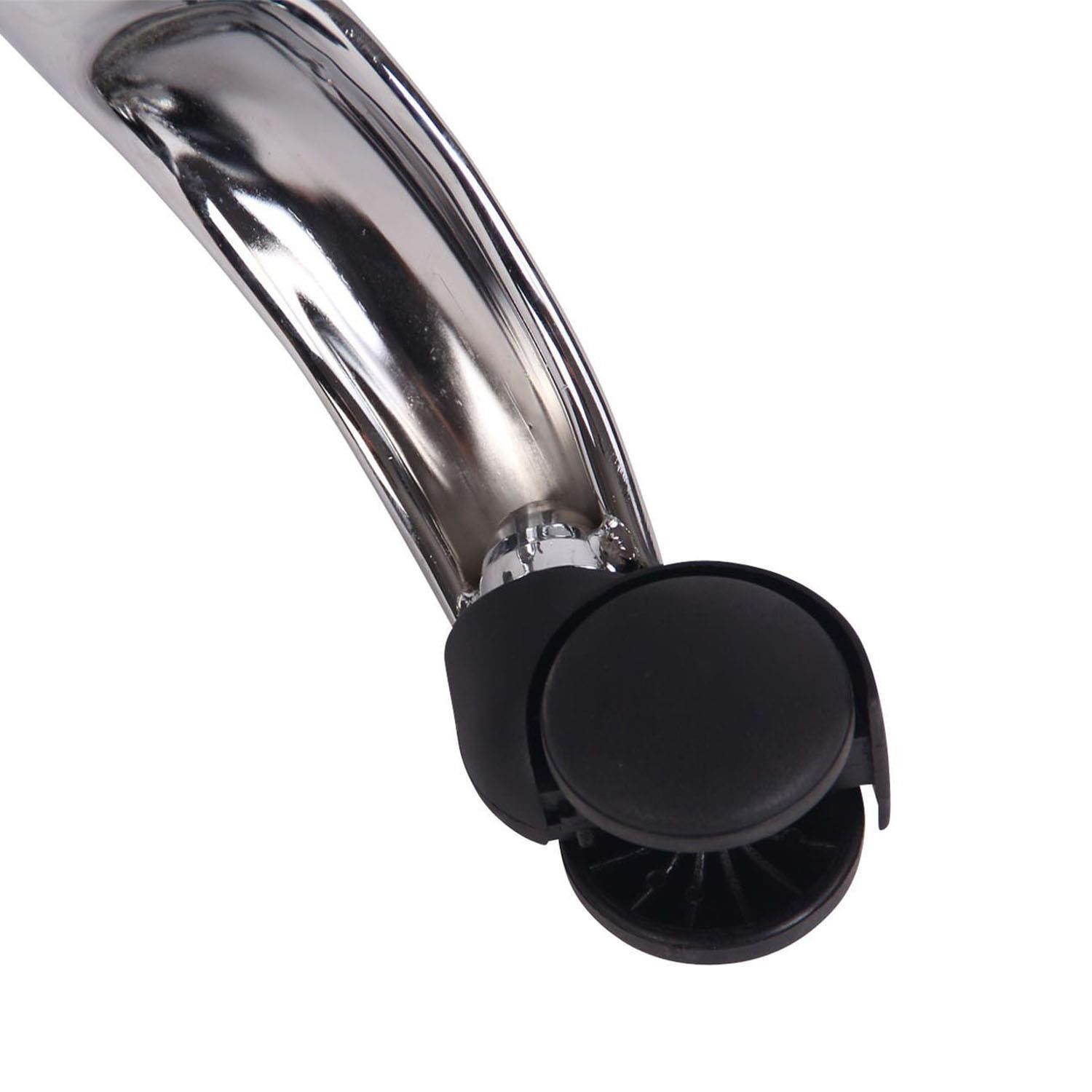 Taburete con Ruedas POLY, Gran Acolchado, Base Metálica, en Piel Negra