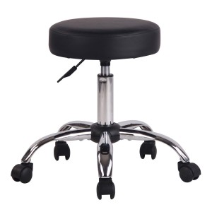Taburete con Ruedas POLY en Piel Negra