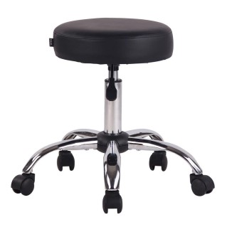 Taburete con Ruedas POLY en Piel Negra 2