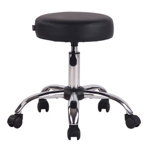 Taburete con Ruedas POLY en Piel Negra