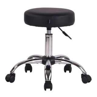 Taburete con Ruedas POLY en Piel Negra 2