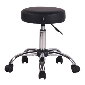 Taburete con Ruedas POLY en Piel Negra