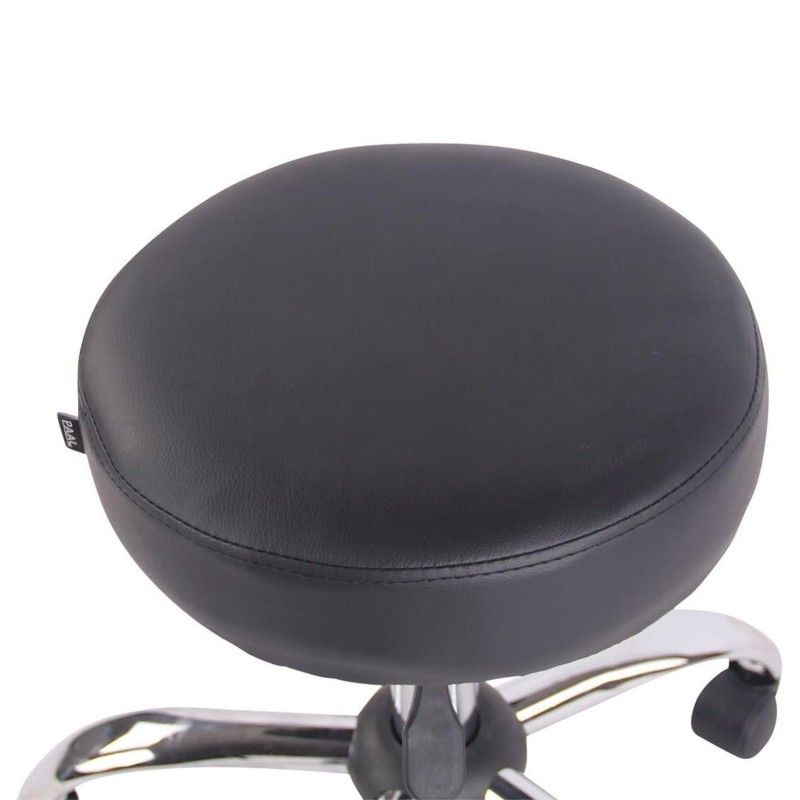 Taburete con Ruedas POLY en Piel Negra