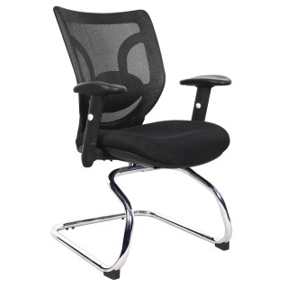 Silla de confidente ergonómica, LAMBO NET, soporte lumbar, negro