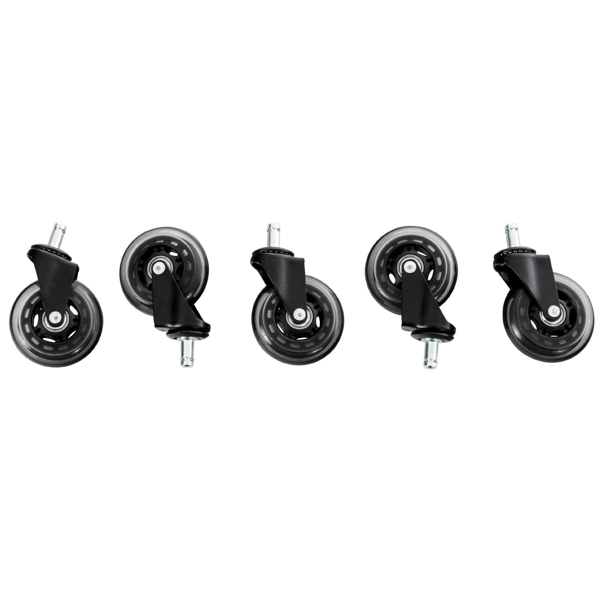 5x Ruedas Suelos Duros 11x80 mm, Diseño Moderno, Color Negro y Transparentes