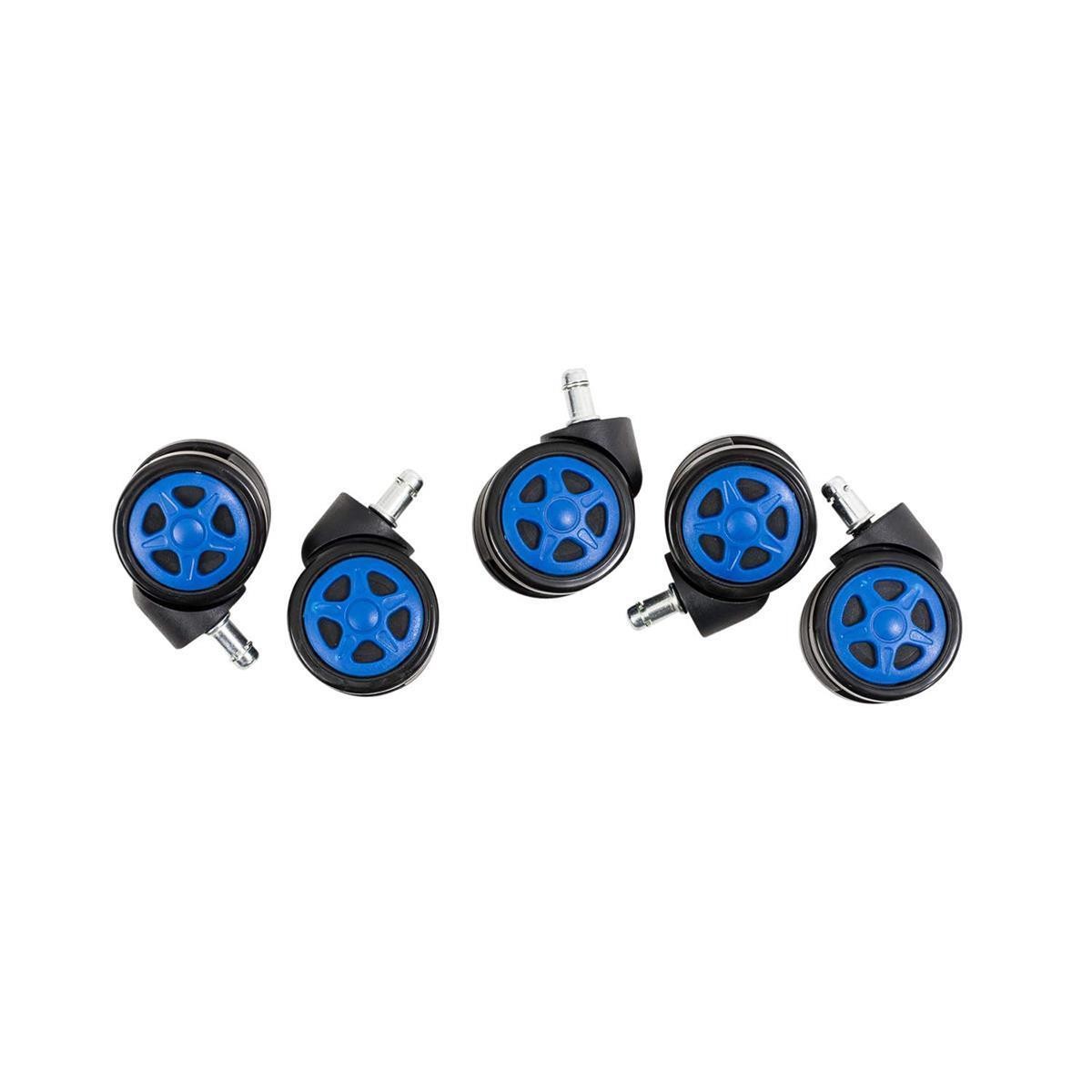 5x Ruedas Para Sillas de Oficina, 11x55mm, Diseño Gaming, Color Negro