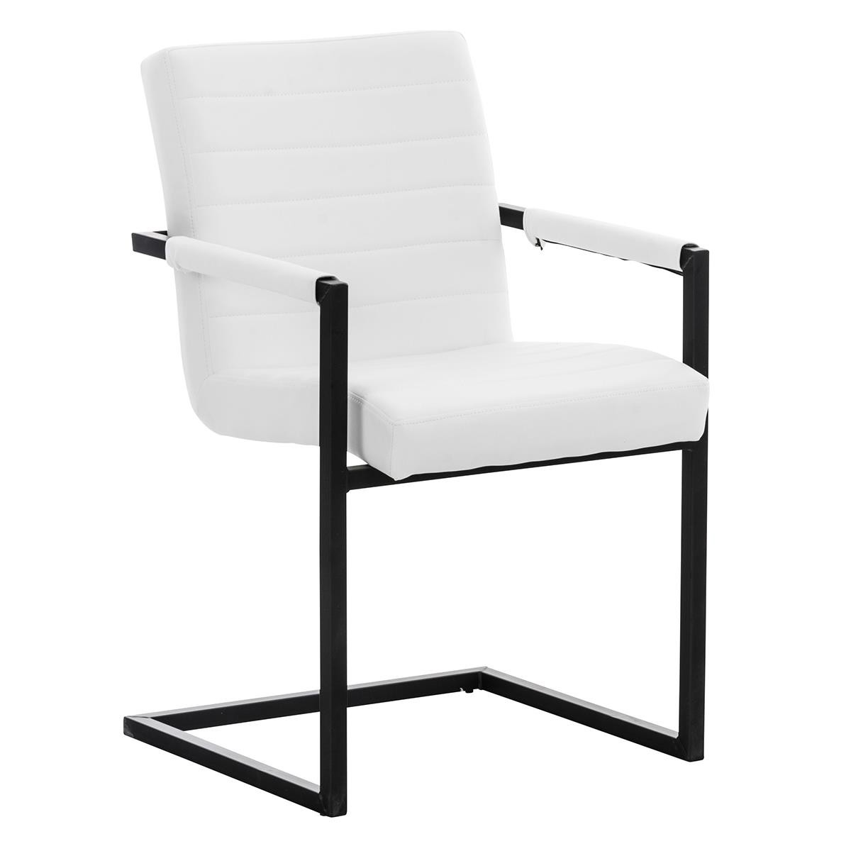 Silla de Confidente LUIS, Estructura Metálica, Gran Acolchado, en Piel Negra