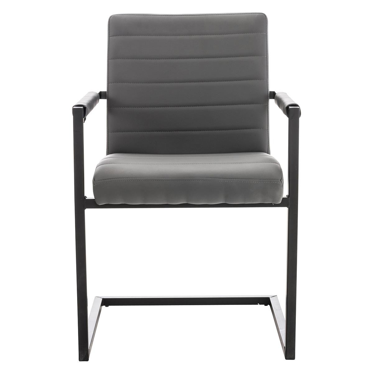 Silla de Confidente LUIS, Estructura Metálica, Gran Acolchado, en Piel Negra