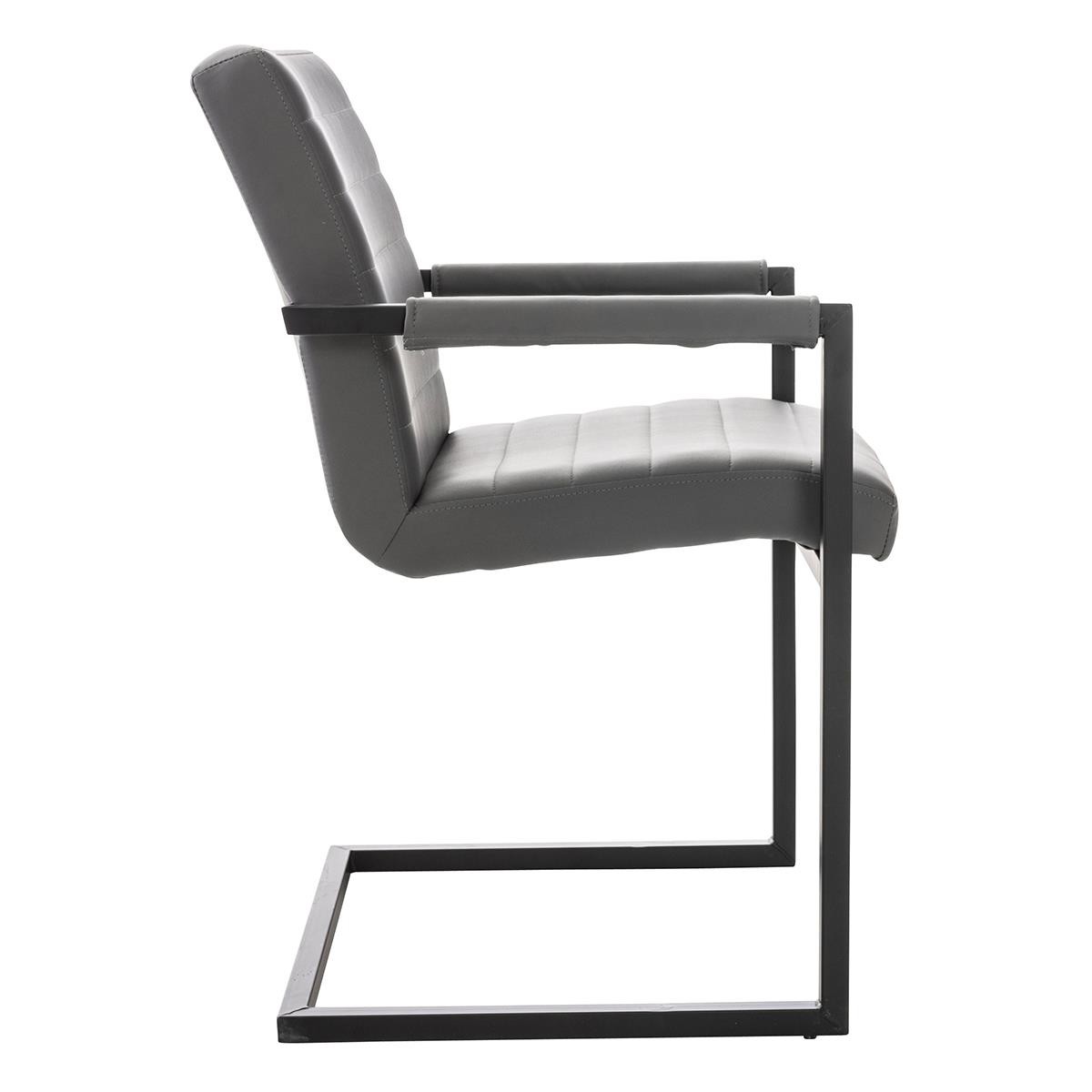 Silla de Confidente LUIS, Estructura Metálica, Gran Acolchado, en Piel Negra