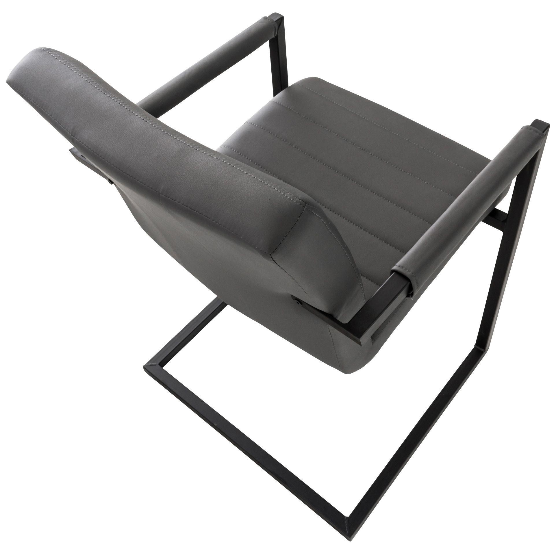 Silla de Confidente LUIS, Estructura Metálica, Gran Acolchado, en Piel Negra