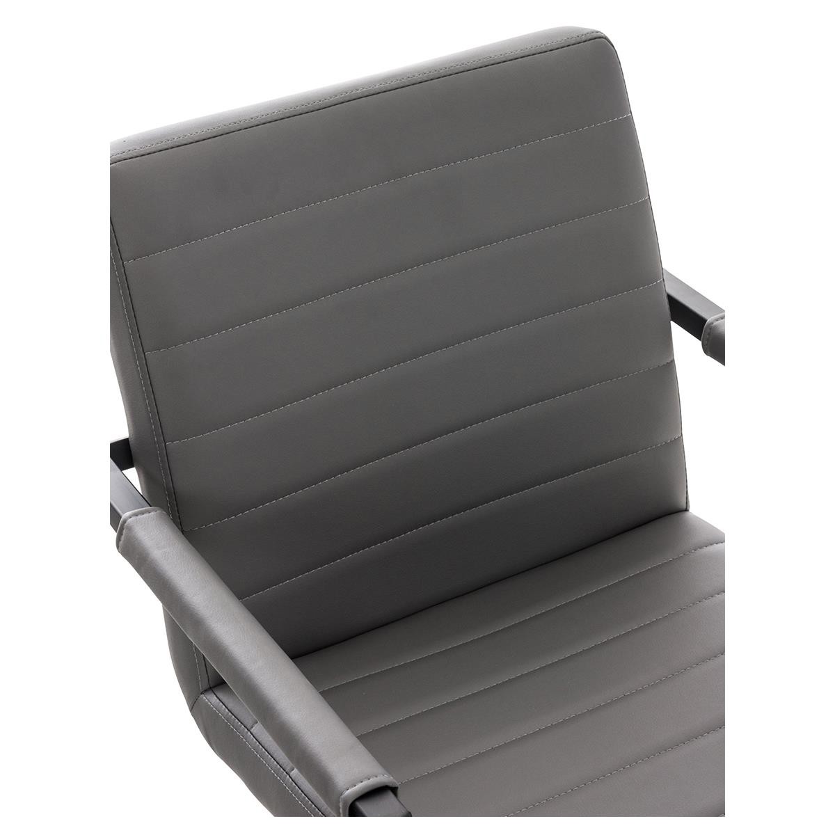 Silla de Confidente LUIS, Estructura Metálica, Gran Acolchado, en Piel Negra