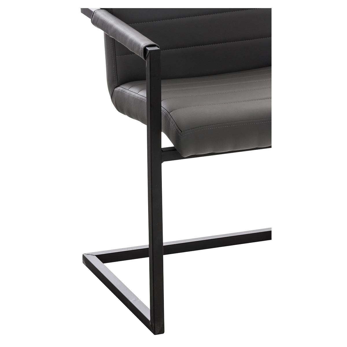Silla de Confidente LUIS, Estructura Metálica, Gran Acolchado, en Piel Negra