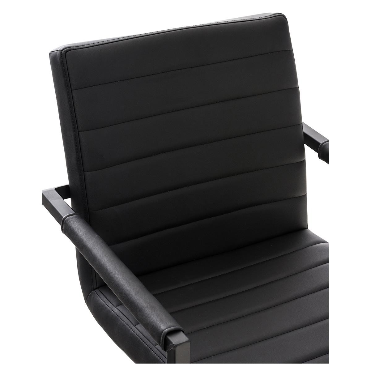 Silla de Confidente LUIS, Estructura Metálica, Gran Acolchado, en Piel Negra