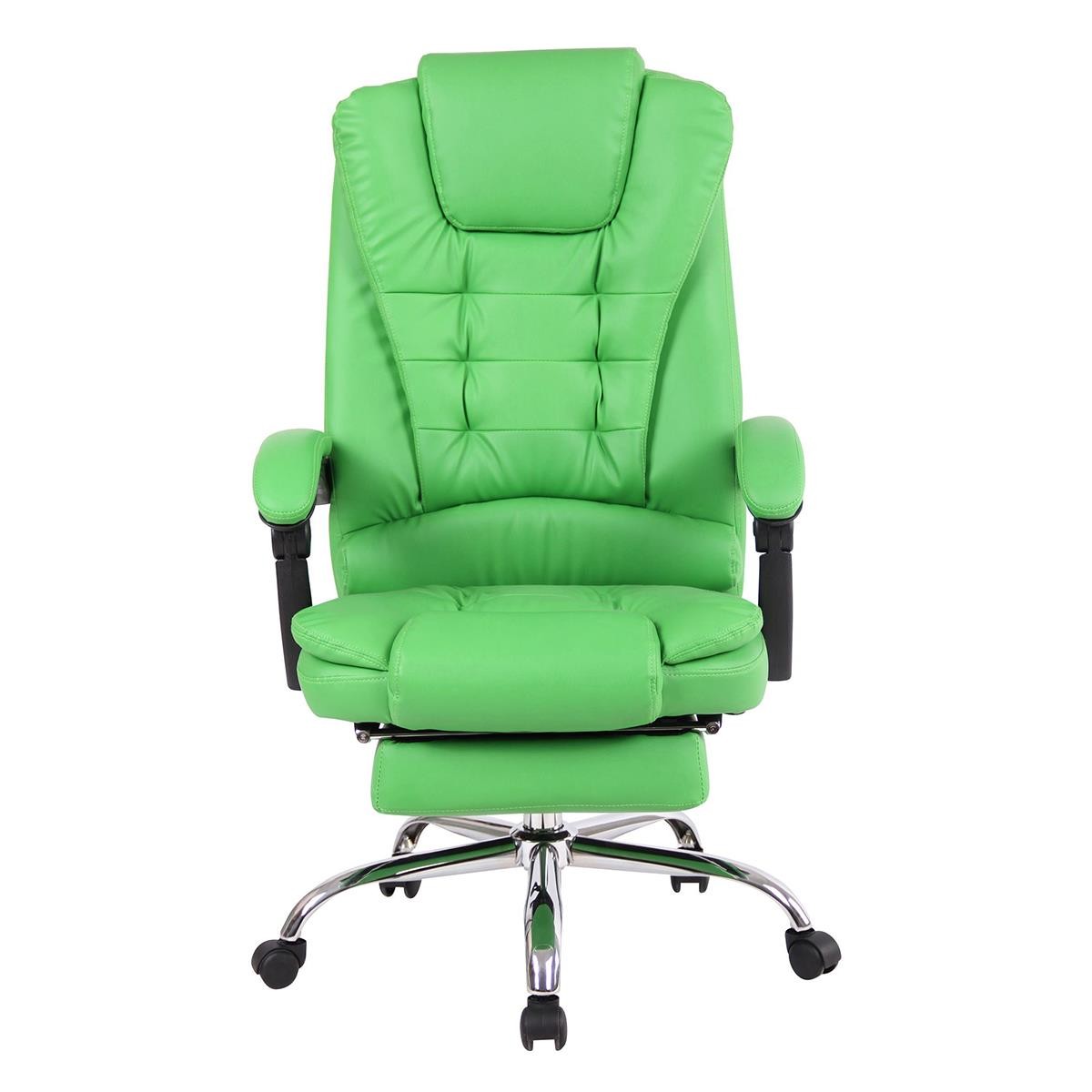 Sillón de Oficina JAMES, Grueso Acolchado, Reposapiés Extensible, en Piel Negro