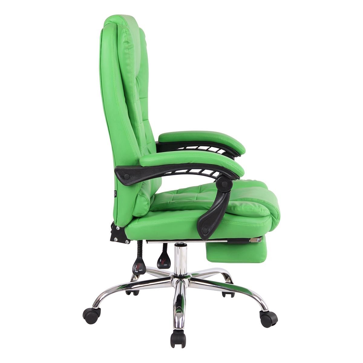 Sillón de Oficina JAMES, Grueso Acolchado, Reposapiés Extensible, en Piel Negro
