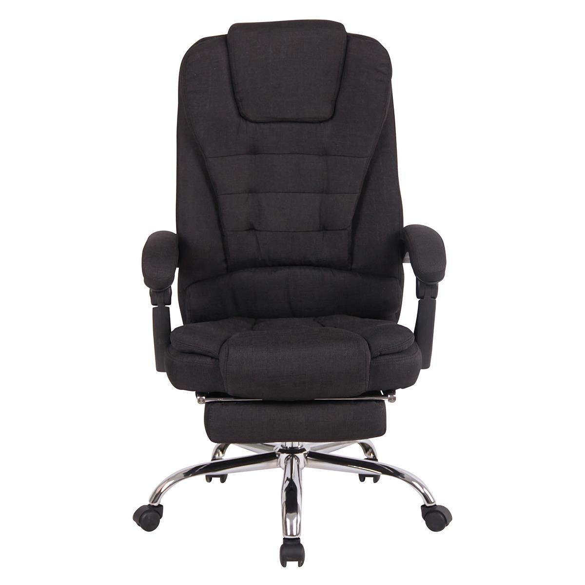 Sillón de Oficina JAMES TELA, Grueso Acolchado, Reposapiés Extensible, Negro