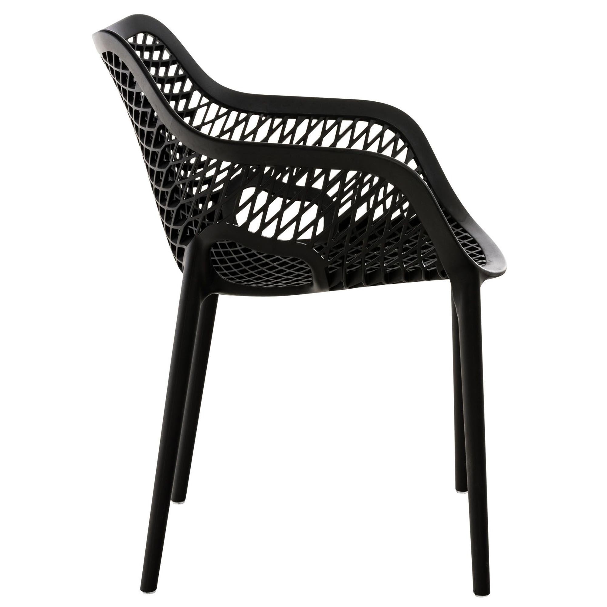 Silla de Confidente NORIA, Apilable, Reposabrazos Integrados, color Negro