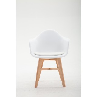 Silla de Confidente ROMAN, Patas Claras, Piel Blanca 2