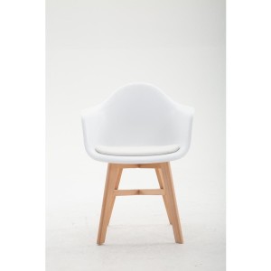 Silla de Confidente ROMAN, Patas Claras, Piel Blanca