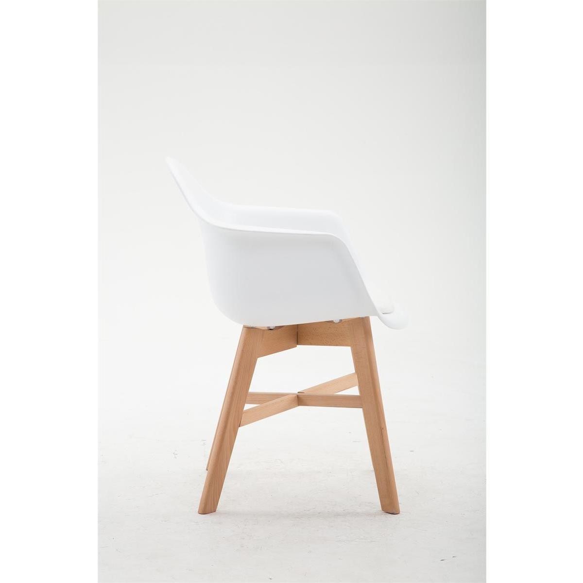 Silla de Confidente ROMAN, Patas Claras, Estructura en Plástico y Piel Blanca