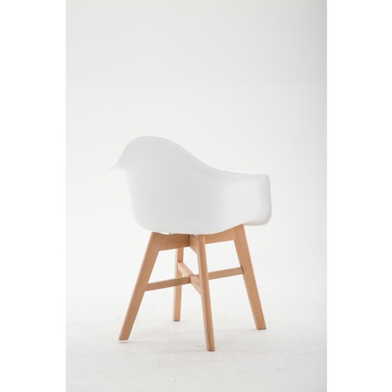 Silla de Confidente ROMAN, Patas Claras, Piel Blanca