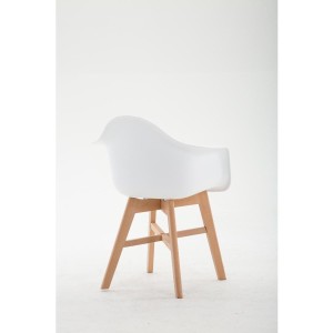 Silla de Confidente ROMAN, Patas Claras, Piel Blanca