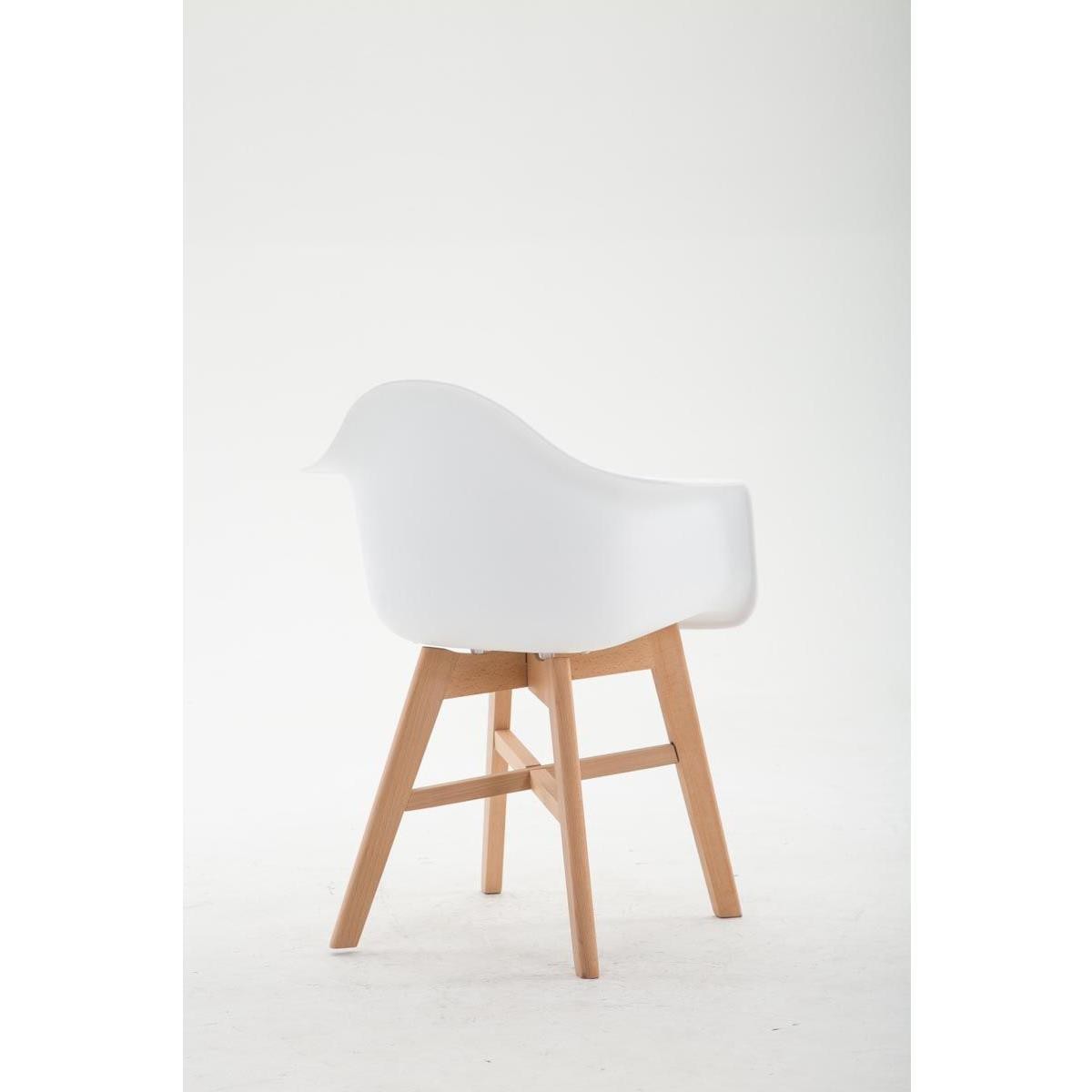Silla de Confidente ROMAN, Patas Claras, Estructura en Plástico y Piel Blanca