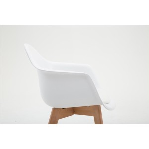 Silla de Confidente ROMAN, Patas Claras, Piel Blanca
