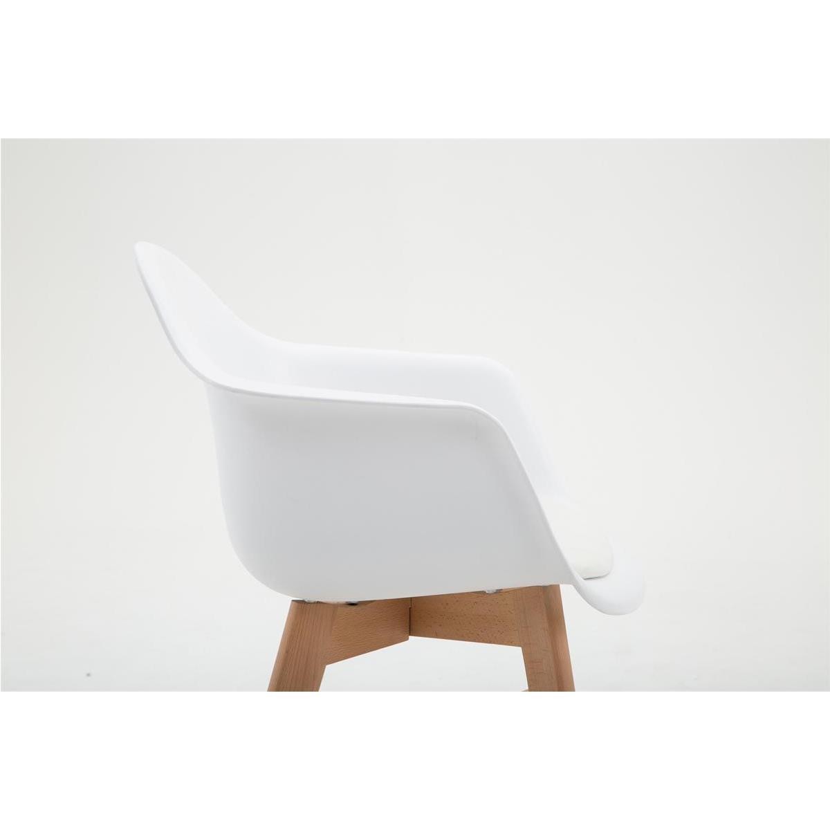 Silla de Confidente ROMAN, Patas Claras, Estructura en Plástico y Piel Blanca