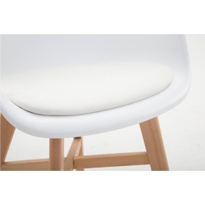 Silla de Confidente ROMAN, Patas Claras, Piel Blanca