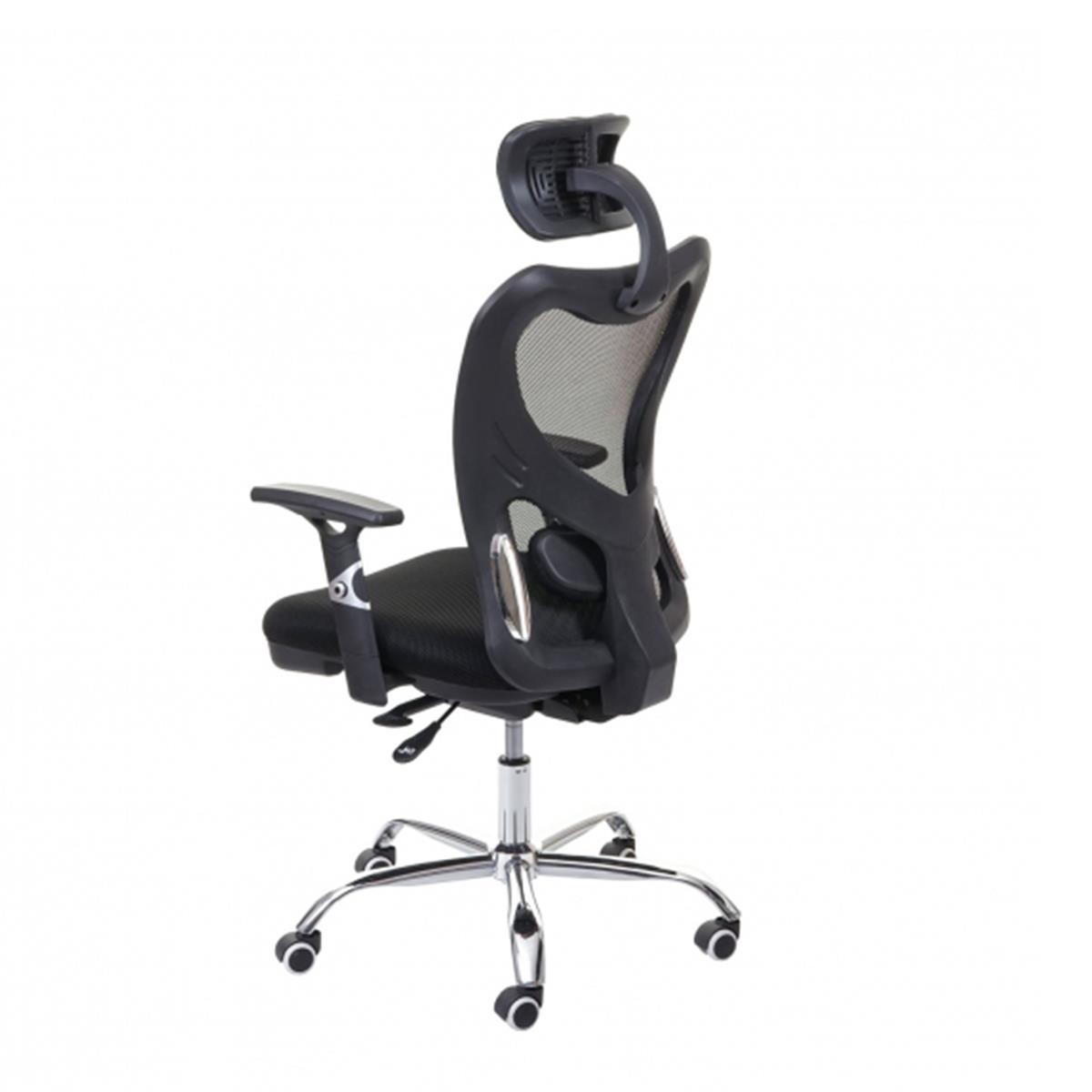 Silla Ergonómica LUCIA, Uso 8 Horas, Soporte Lumbar Acolchado, Estructura Metálica, Color Negro